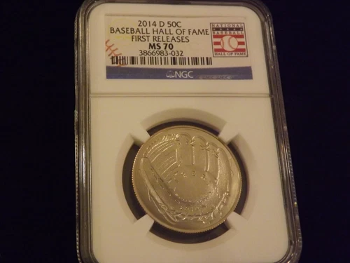 2014-D   50c  Baseball Hall Of Fame   Early Releases      NGC  MS 70