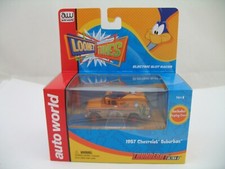 AW TJ Ultra G HO Slot Car: 1957 Chevrolet Suburban, Road Runner, YL, MIB