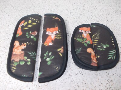 4 teiliges Gurtpolsterset für Maxi-Cosi-Tobi, Pearl und 2way Pearl schwarz Tiere