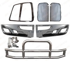 QSC Chrome Bumper Corner Left Right Pair + Deer Guard + Grille for Kenworth T660