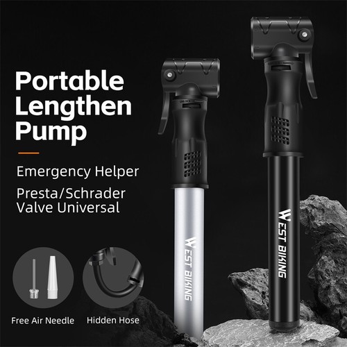 WEST BIKING Portable Bike Bicycle Pump Aluminum Air Inflator Ball Pump Black - 第 8/16 張圖片