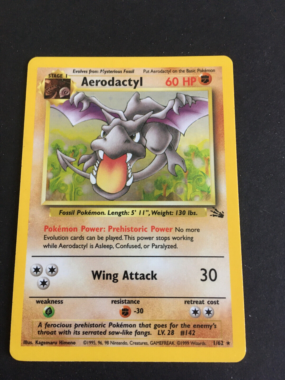 Aerodactyl 1/62 holographic Pokemon Card 