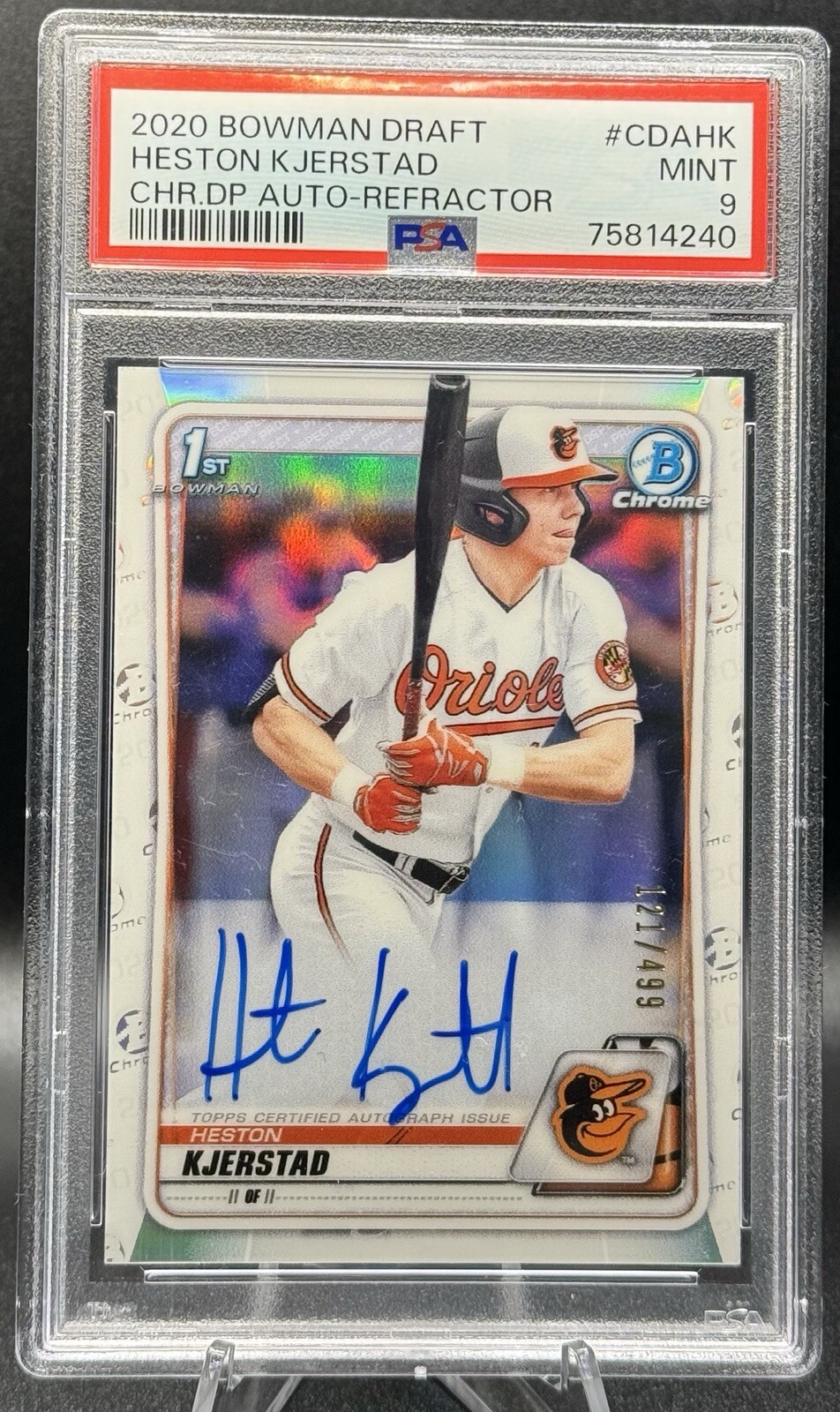 Heston Kjerstad 2020 Bowman Chrome Refractor RC Rookie AUTO /499 PSA 9 MINT