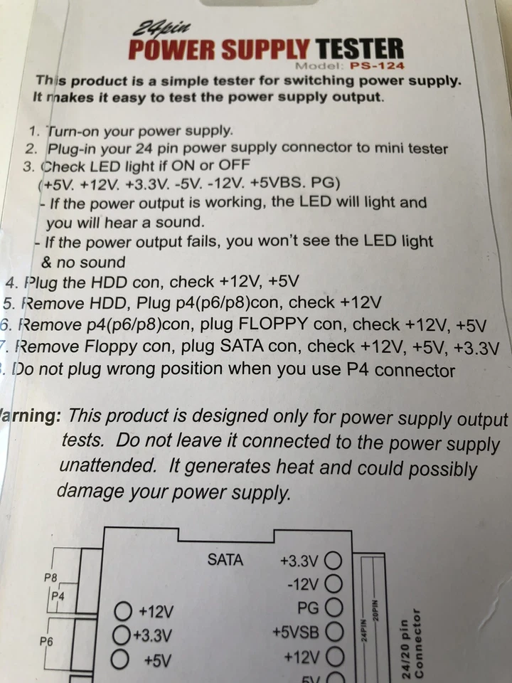 Coolmax 24 Pin PC/SPS Tester PS-124 New - Image 4 of 4