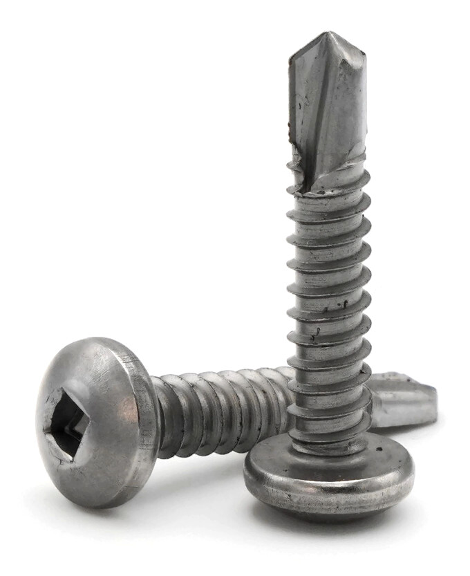 #8 Self Drilling Screws 410 Stainless Steel Square Drive Pan Head - Select Size