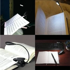US LED Mini Book Light Rechargeable Reading Light Lamp with Flexible Easy Clip