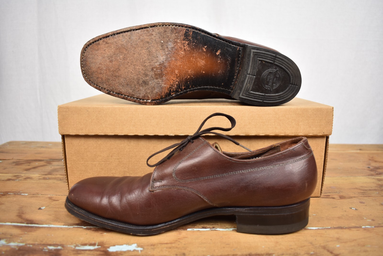 Florsheim Solid Brown Leather Plain Toe Lace Up B… - image 4