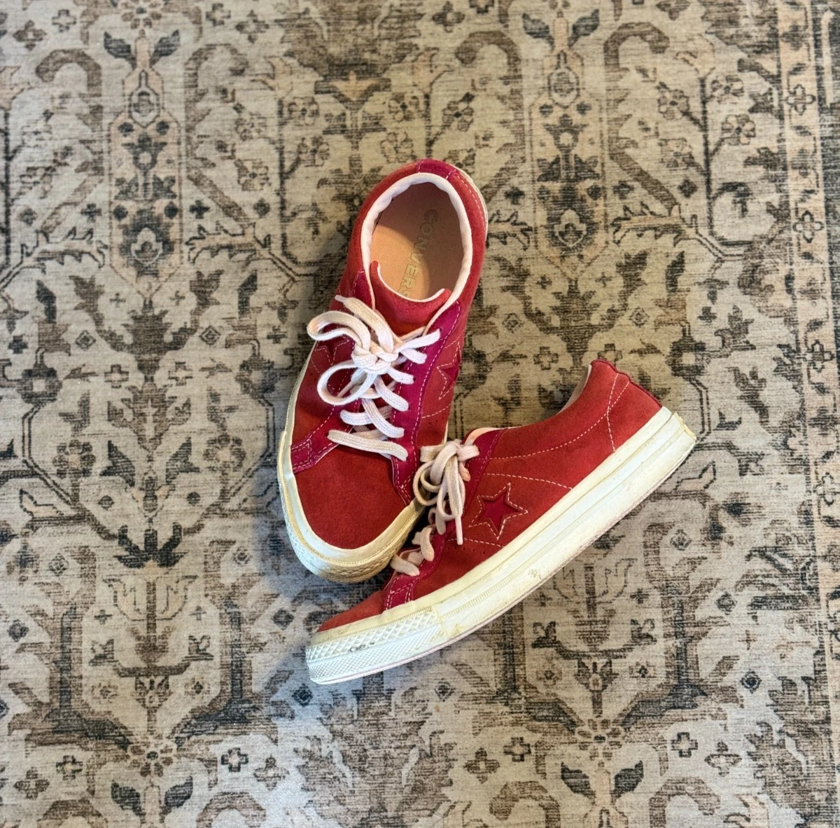 Sneakers Converse bambino taglia 5 rosso rosa scamosciato una stella OX 261791C