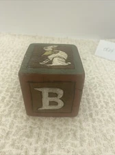 Vintage Handcrafted Collectable Toy Wooden Block Photo Prop Nursery 3” RARE