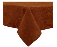 Autumn Rectangle Tablecloth Bronze Damask Scroll 60 x 120 Thanksgiving Fall