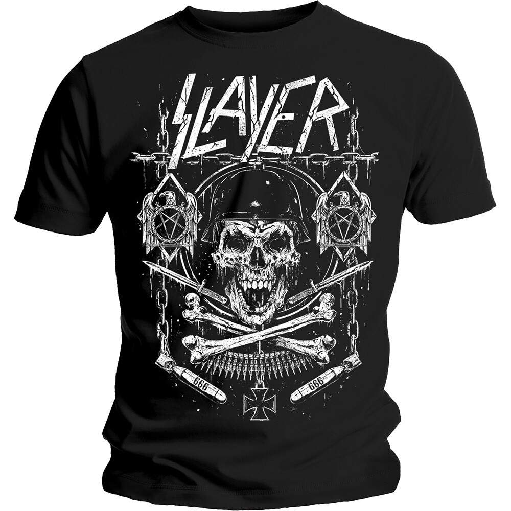 Official Slayer T Shirt Skull & Bones Black Classic Rock
