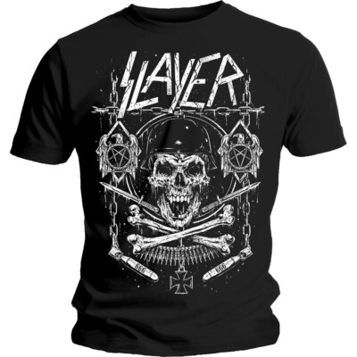 Official Slayer T Shirt Skull & Bones Black Classic Rock