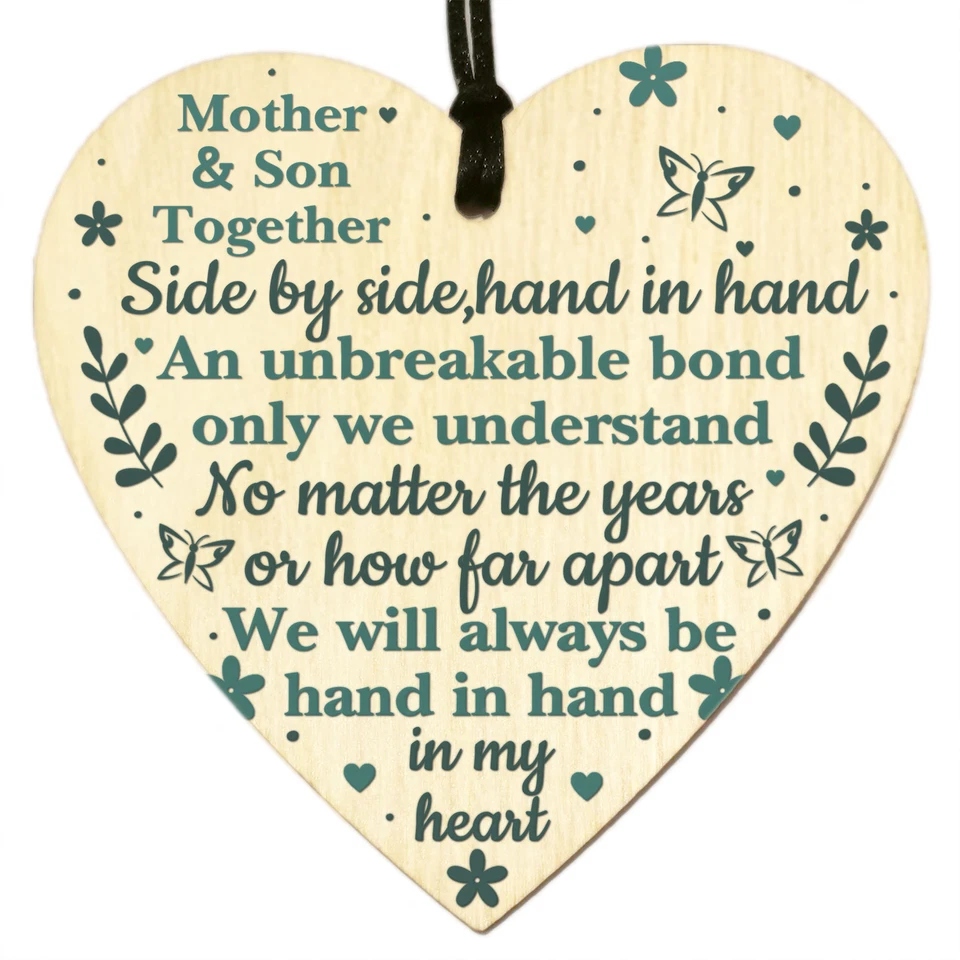 Mother And Son Gifts Wooden Heart Mothers Day Gift From Son Mum Birthday Gifts