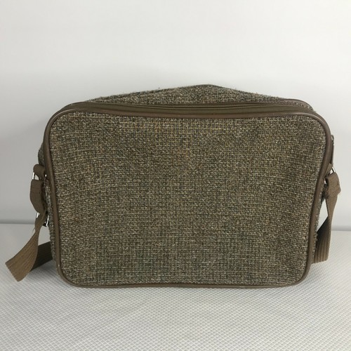 Vintage 80s Jordache Beige Gray Tweed Zip Footed Laptop Tote Travel Carry On Bag - Picture 3 of 9
