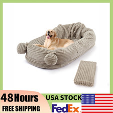 Portable Handle 71''x45''x12'' Large Dog Bed w/Storage Pockets Removable Cover