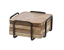 Coasters, Wooden Coasters with Holders, for Barware Drinkware Rustic Design...