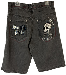 古着 South Pole スカル 髑髏 バギー ブラック デニム ハーフパンツ Southpole Skull Jeans | eBay