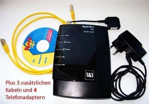 Fritz!Box FON 5140 inkl. Netzteil, 3 Kabeln, 4 Adaptern u. CD
