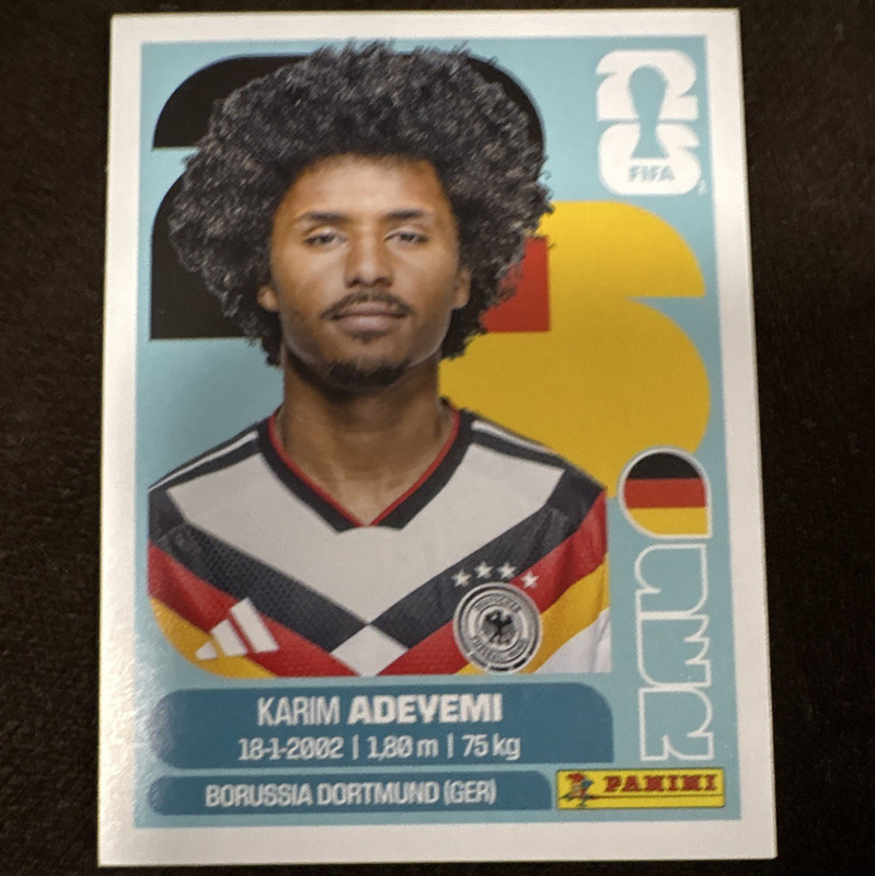 Panini FIFA World Cup 2026 Sticker GER 19 Karim Adeyemi Germany Portrait
