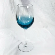 Pier 1 Crackle Aqua Teal Wine Glasses Stemmed 9 Inch