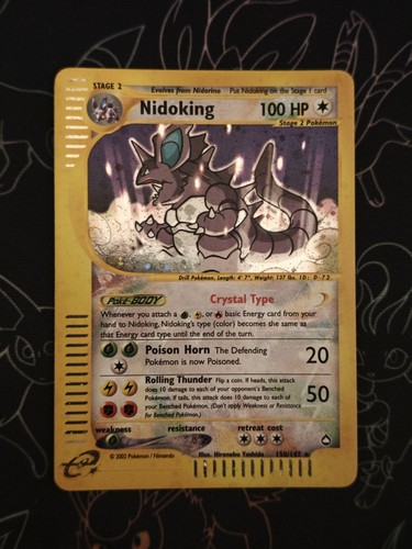 Pokemon Karte Nidoking Holo 150/147 ENG Aquapolis Vintage Wotc E Serie Kristall - Bild 1 von 16