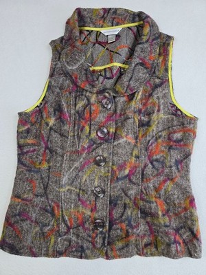 Christopher & Banks Medium Multicolor Button-Front Sleeveless Collar Vest