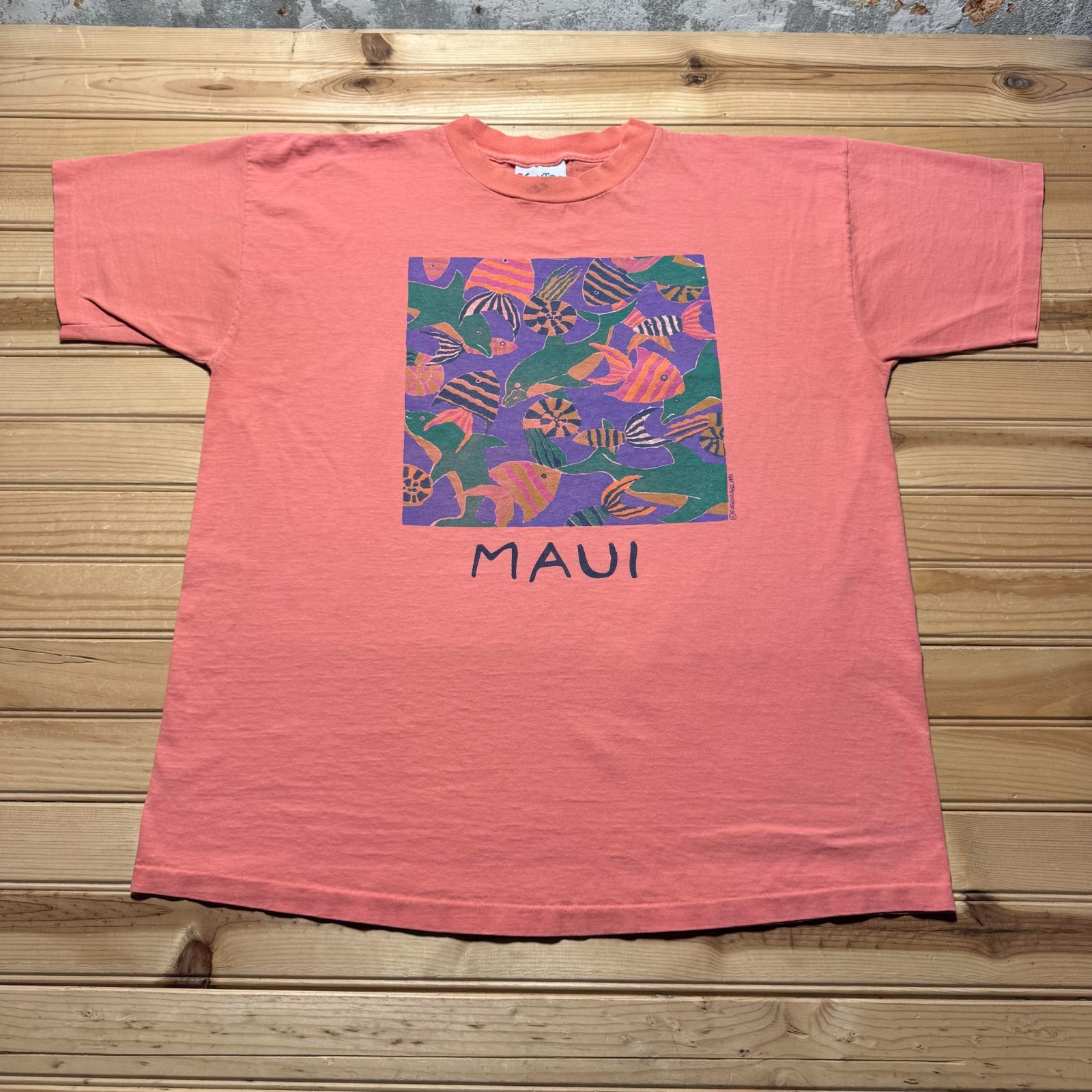 Vintage 1992 Maui Hawaii Marine Life Beach Ocean Tropical Souvenir T-Shirt - XL