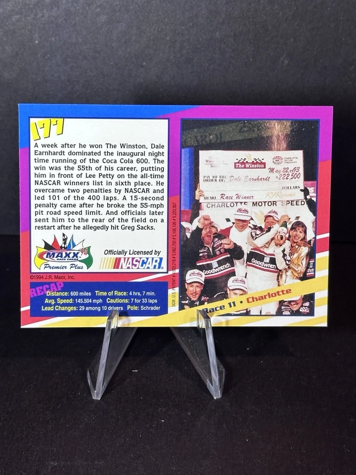 1994 Maxx Premier Plus - Dale Earnhardt #177 - Image 2 of 2