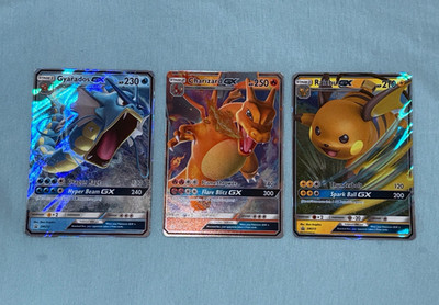 Hidden Fates Tins GX Promos Set Charizard SM211, Gyarados SM212, Raichu SM213