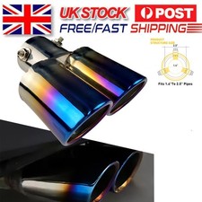 Universal Twin Dual Exhaust Pipe Trim Tip Tail Muffler Stainless Steel Chrome UK