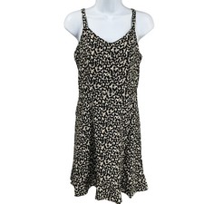 Old Navy Cami Mini Sundress Women S Tan Linen Blend Animal Print Boho Breathable