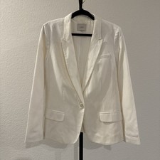 Ann Taylor LOFT White Linen Blazer Size M