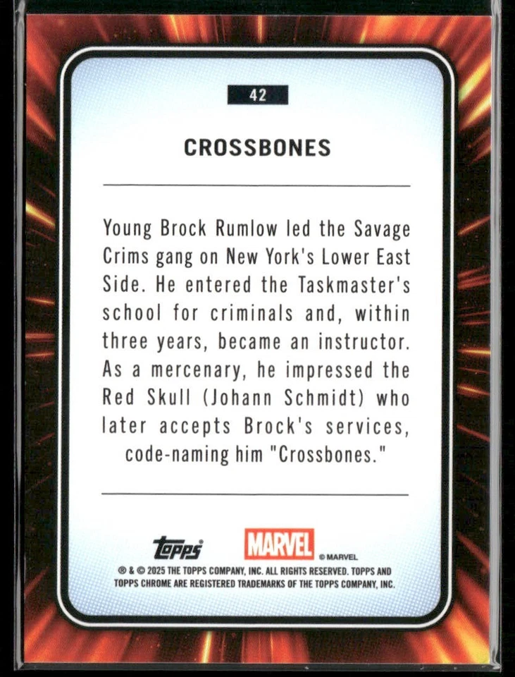 2025 Topps Chrome Marvel Crossbones Hulk Green Lazer Refractor /99 - Image 2 of 2