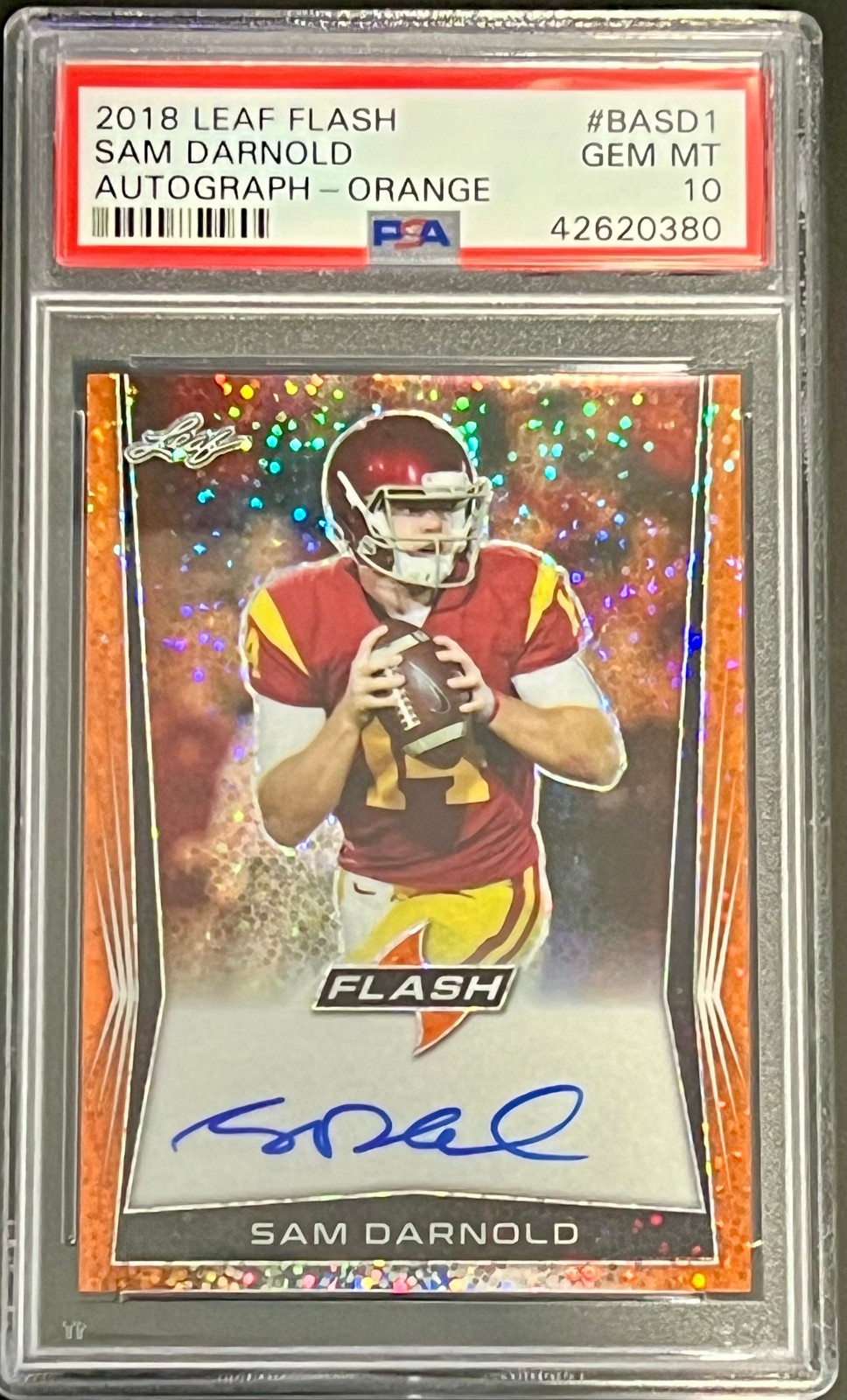 Sam Darnold Leaf Flash #BASD1 Autograph-Orange