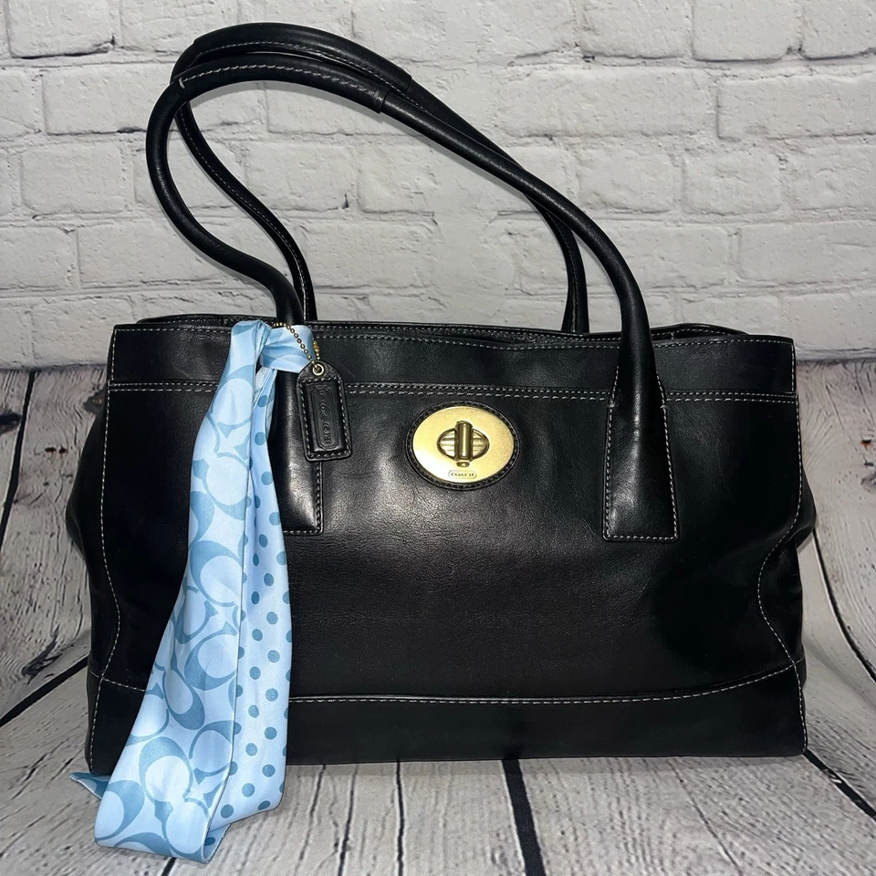 Vintage Y2K Coach Madeline Black Leather Carryall Tote Bag (Style 11555) - Image 2 of 4