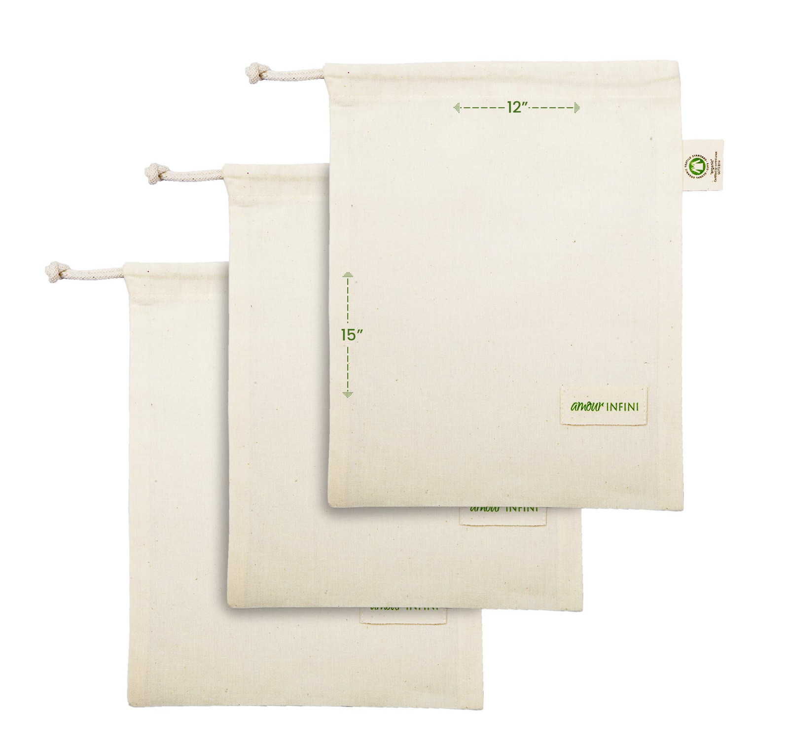 Eco-Friendly Reusable Organic Cotton Grocery Bags – Biodegradable Food Safe Washable