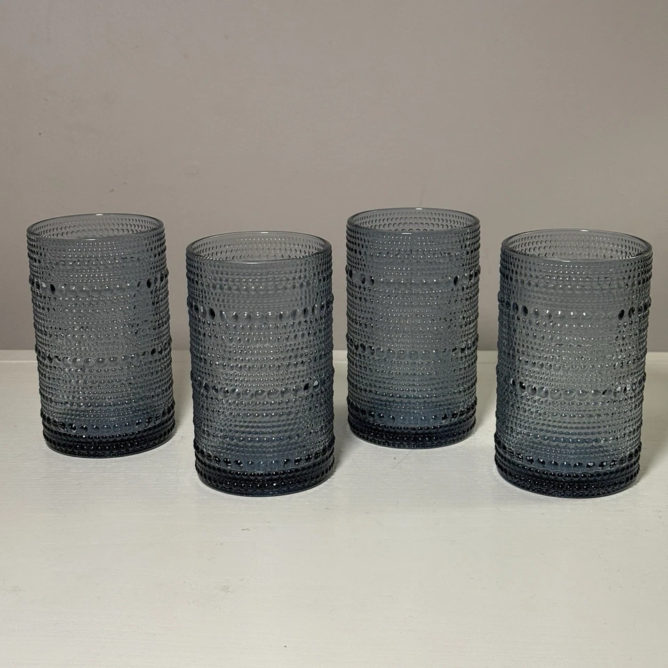 Juego de 4 vasos con textura de guijarros Fortessa Jupiter 13 OZ azul aciano Foto 2 de 4