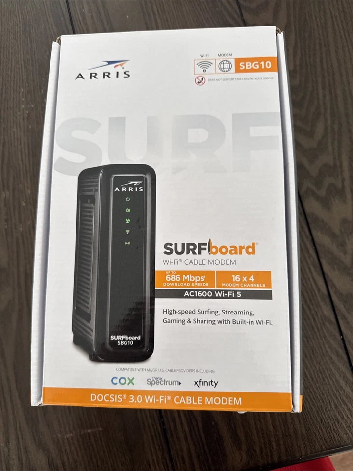 Cable módem ARRIS SURFboard SBG10 DOCSIS 3.0 16 x 4 Gigabit y AC1600 Wi-Fi Foto 4 de 4