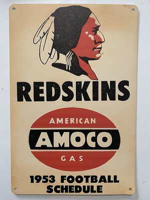 #ad Amoco Gas Washington Redskins Sign 1953 Schedule Football Gas amp; Oil Retro $19.99