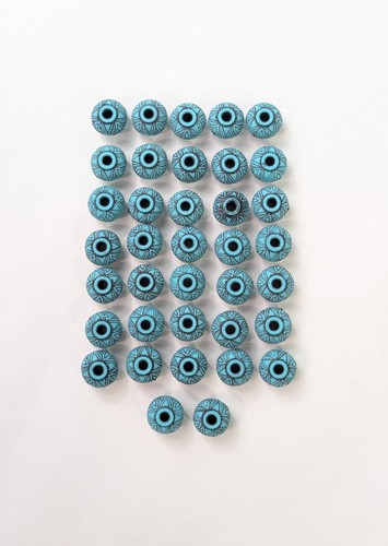 Lot Of 37 Turquoise Blue Round Beads Arts Crafts Jewelry Making DIY
