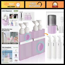 4-in-1 Travel Dispenser Bottle Set, Portable Toiletry Bottles for Travel, Pink