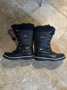 Superfit Boots Womens 8 Anila Mid Calf Winter Snow Black Fabric Fur Waterproof