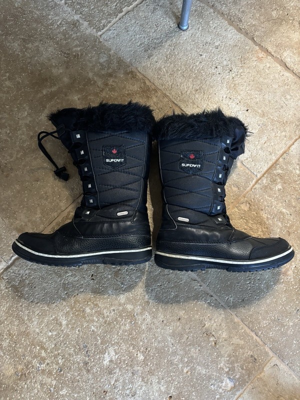 Superfit Boots Womens 8 Anila Mid Calf Winter Snow Black Fabric Fur Waterproof