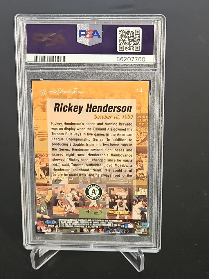 1998 Fleer Sports Illustrated World Series Fever - Rickey Henderson #14 - Image 2 of 2