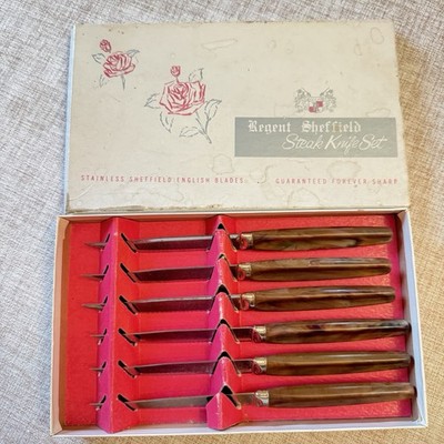 Regent Sheffield Steak Knife Set Stainless Blades 6 Knives