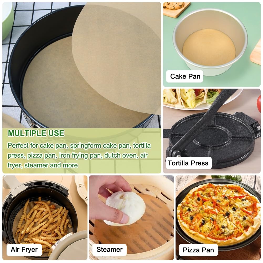 BYKITCHEN 12" Parchment Paper Rounds - 200pc Non-Stick Baking & Pizza Liners