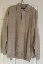 Loro Piana 100 Cashmere 3 Button Polo Sweater Beige 56 For Bergdorf Goodman