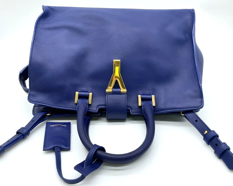 Authentic Yves Saint Laurent Leather Blue 2way Shoulder bag W/Dust bag NS110876 - Image 4 of 4