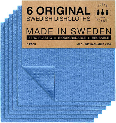 SUPERSCANDI Putzlappen im 6er Pack - 100% Biologisch Abbaubar & Kompostierbar |