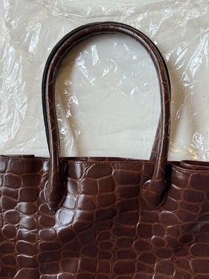 RALPH LAUREN *Safari Brown Croc Embossed TOTE BAG Vinyl Satchel